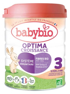 Babybio Optima Growth 3 with French Cow Milk from 10 Months to 3 Years Old Organic 800g