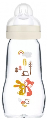 MAM Premium Glass Bottle 260ml 2 Months and + Flow 2 - Colour: White