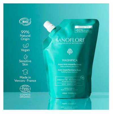Sanoflore Aqua Magnifica Lotion Purifiante Anti-Imperfections Bio Recharge 400 ml
