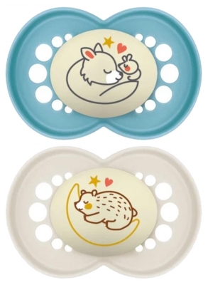 MAM 2 Sucettes Original Nuit 6 Mois et + - Modèle : Renard et Ours