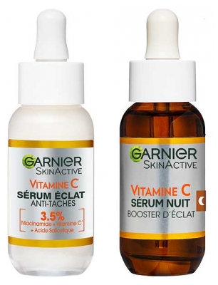 Garnier SkinActive Serum Vitamina C Antimanchas Resplandor 30 ml + Serum Vitamina C Refuerzo Resplandor Noche 30 ml