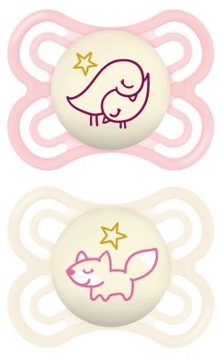 MAM 2 Suzete Perfect Nopți 2-6 Luni - Model: P?s?ri ?i vulpi