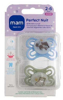 MAM 2 Chupetas Perfect Noite 2-6 Meses - Modelo: A raposa e o urso