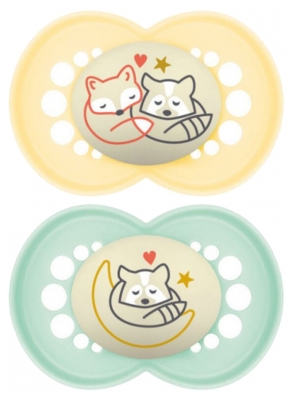 MAM 2 Suzete Original Noapte 6 Luni și + - Model: Vulpe ?i raton