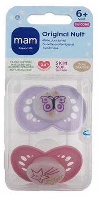 MAM 2 Nappar Original Natt 6 Månader och + - Modell: Fjärilar och stjärnor