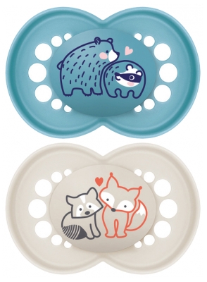 MAM 2 Originele Natuurlijke Fopspenen Vanaf 6 Maanden - Modellen: Beer en vos