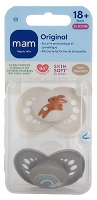 MAM 2 Suzete Original Nature 18 Luni și + - Model: Iepure ?i curcubeu