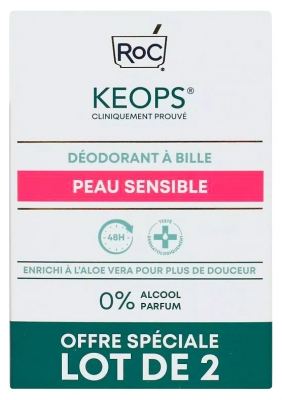 Deodorant Roll-on RoC Keops Sensitive, Lot de 2 x 30 ml