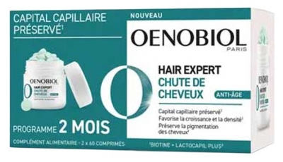 Oenobiol Hair Expert Chute de Cheveux Anti-Age Lot de 2 x 60 Comprimés