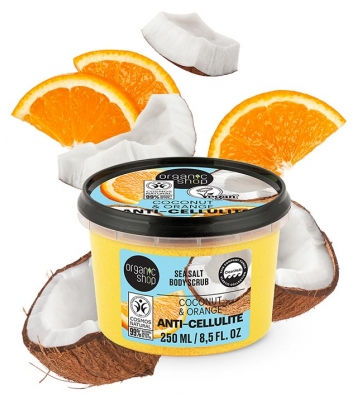 „Organic Shop“ anti-celiulitinis kūno šveitiklis su kokosu ir apelsinu, 250 ml