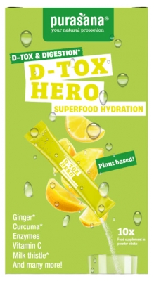 Purasana Superfood Hidratação D-Tox Hero 10 Sticks