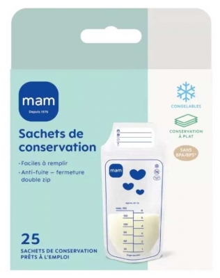 MAM Sachês de Conservação para Leite Materno 25 Sachês
