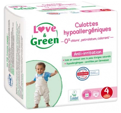 Love & Green Hypoalergenní kalhotky 32 kalhotek Velikost 4 (8-15 kg)