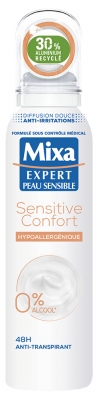 Mixa Expert Peau Sensible Sensitive Confort Anti-Transpirant Hypoallergénique 48H Spray 150 ml