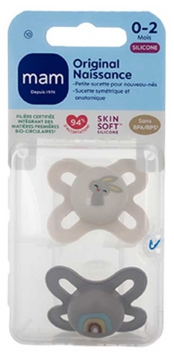 MAM 2 Originele Fopspenen Geboorte 0-2 Maanden - Modellen: Konijn en regenboog