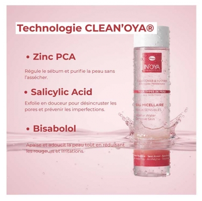 In'Oya Clean'Oya & H2'Oya Eau Micellaire pour Peaux Sensibles Noires et Mates 200 ml