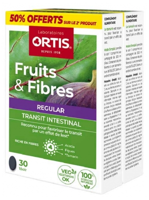 Ortis Frutas y Fibras Regular Tránsito Intestinal 2 x 30 Comprimidos