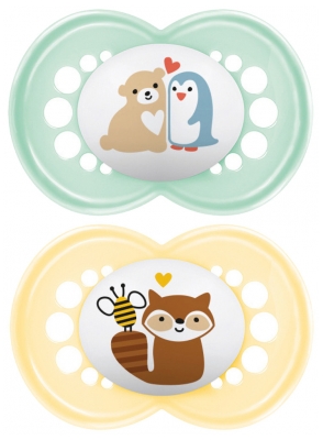 MAM 2 Originele Klassieke Fopspenen 18 Maanden en Ouder - Modellen: Beer/Pinguïn en Wasbeer