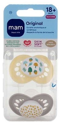 MAM 2 Soothers Original Classic 18 Months and up - Model: Yellow Forest and Yellow Pea