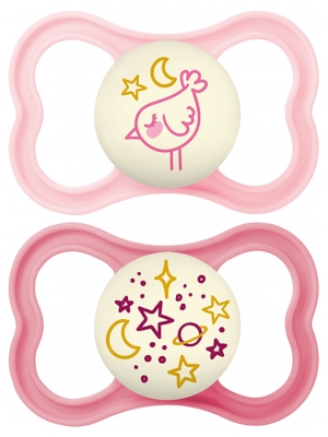 MAM 2 Soothers Supreme Night 6 Months and Over - Colour: Pink