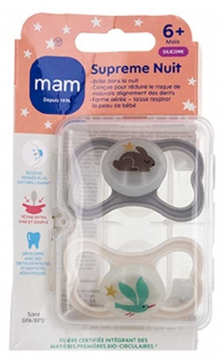 MAM 2 Supreme NachtSpenen 6 Maanden en Ouder - Kleur: Bruin konijn en beige vogel