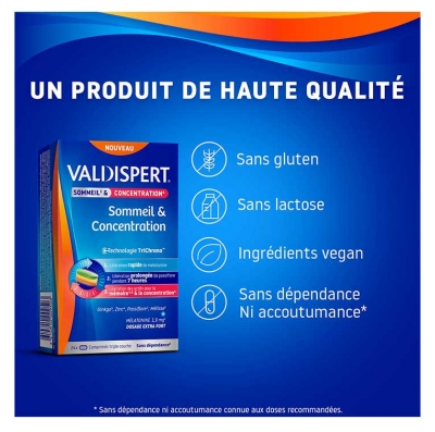 Valdispert Sommeil & Concentration 24 Comprimés Triple Couche