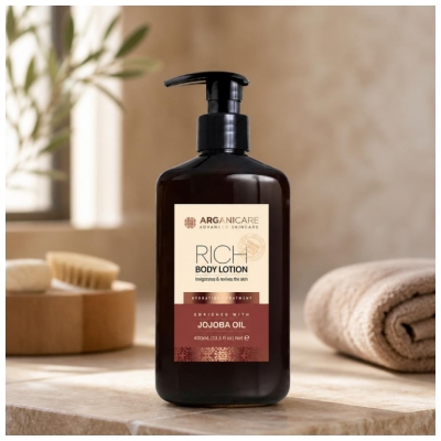 Loțiune Corporală Bogată Arganicare cu Ulei de Jojoba 400 ml