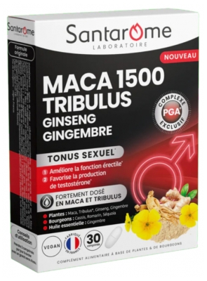 Santarome Maca 1500 Tribulus Ginseng Gingembre 30 Comprimés