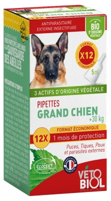 Vétobiol Pipeta Perro Grande + 30 kg 12 Pipetas