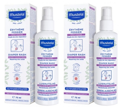 Mustela Spray pentru Eritem Fesier la Schimbare, Set de 2 x 75 ml