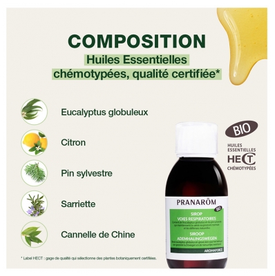 Pranarôm Aromaforce Sirop Voies Respiratoires Bio 150 ml