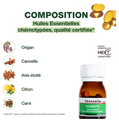 Pranarôm Aromaforce Oleobiotic Santé Respiratoire 15 capsules 150 mg