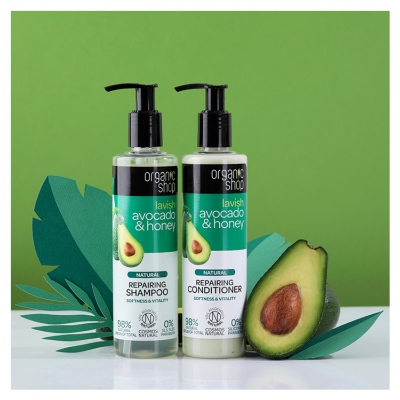 Organic Shop Naravni Popravljalni Šampon Avokado in Med 280 ml