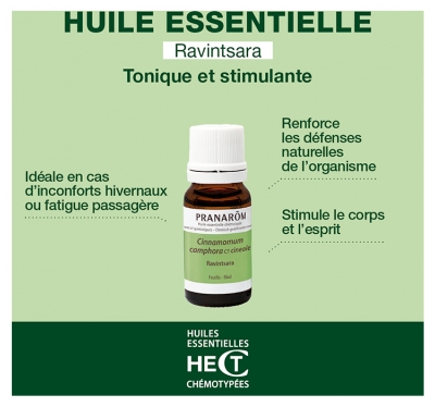 Pranarôm Huile Essentielle Ravintsara (Cinnamomum camphora CT cinéole) 10 ml