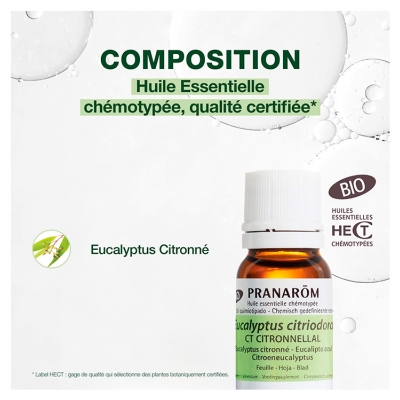 Pranarôm Huile Essentielle Eucalyptus Citronné (Eucalyptus citriodora) Bio 10 ml