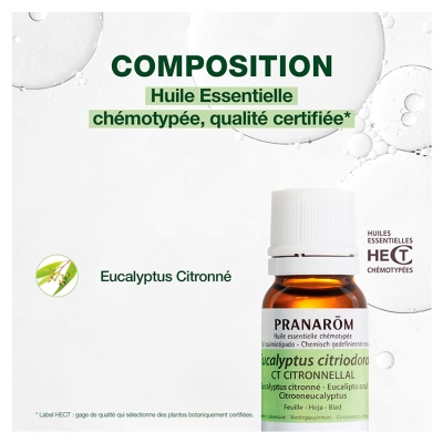 Pranarôm Huile Essentielle Eucalyptus Citronné (Eucalyptus citriodora) 10 ml