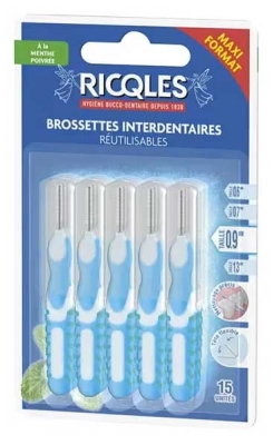 Ricqlès 15 Herbruikbare Interdentale Ragers - Maat: 0,9 mm