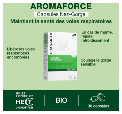 Pranarôm Aromaforce Capsules Nez-Gorge Bio 30 Capsules