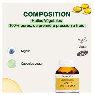 Pranarôm Capsules d'Huile Végétale Nigelle 60 Capsules