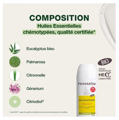 Pranarôm Aromapic Roller Anti-Moustique Lait Corporel 75 ml