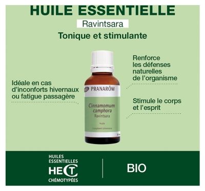Pranarôm Huile Essentielle Ravintsara (Cinamommum camphora CT cineole) Bio 30 ml