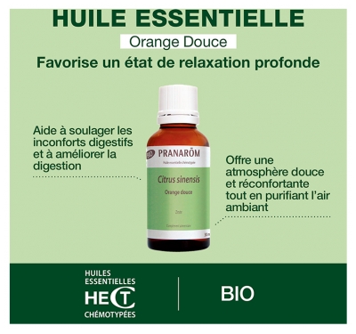 Pranarôm Huile Essentielle Orange Douce (Citrus sinensis) Bio 30 ml