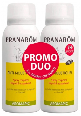 Pranarôm Aromapic Organiczny Spray Odstraszający Komary do Ciała Opakowanie 2 x 75 ml