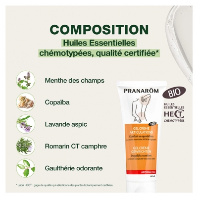 Pranarôm Aromalgic Gel Crème Articulations et Muscles Bio 100 ml