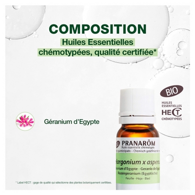 Pranarôm Huile Essentielle Géranium d'Egypte (Pelargonium x asperum) 10 ml