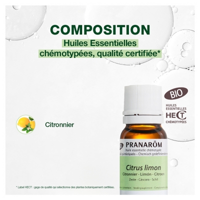 Pranarôm Huile Essentielle Citronnier (Citrus limon) Bio 10 ml