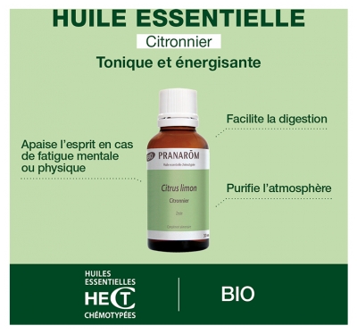 Pranarôm Huile Essentielle Citronnier (Citrus limon) Bio 30 ml