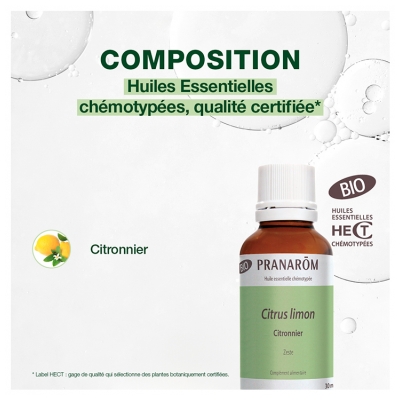 Pranarôm Huile Essentielle Citronnier (Citrus limon) Bio 30 ml