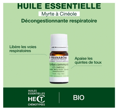 Pranarôm Huile Essentielle Myrte à Cinéole (Myrtus communis CT cinéole) Bio 5 ml