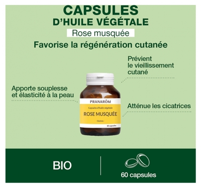 Pranarôm Capsules d'Huile Végétale Rose Musquée 60 Capsules